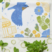 Bluebirds und Blume Geschirrtuch (Gefaltet)