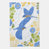 Bluebirds und Blume Geschirrtuch (Vertikal)