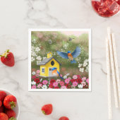 Bluebirds und Gelbe Schule Birthaus Serviette (Beispiel)