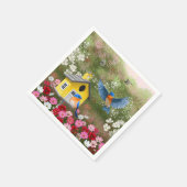 Bluebirds und Gelbe Schule Birthaus Serviette (Ecke)