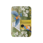 Bluebirds und Hexagon Birdhouse Blue Badematte (Vorderseite Vertikal)