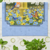Bluebirds und Hexagon Birdhouse Blue Handtuch (Gefaltet)