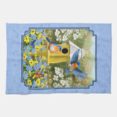 Bluebirds und Hexagon Birdhouse Blue Handtuch (Horizontal)