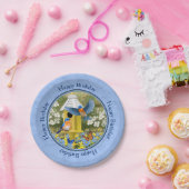 Bluebirds und Hexagon Birdhouse Blue Pappteller (Party)