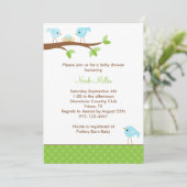 Bluebirds und Nest Baby Dusche Einladung (Stehend Vorderseite)