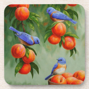 Bluebirds und Pfirsichbaum Getränkeuntersetzer