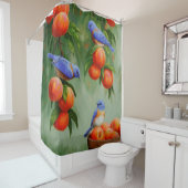 Bluebirds und Pfirsiche Blue Duschvorhang (Beispiel)