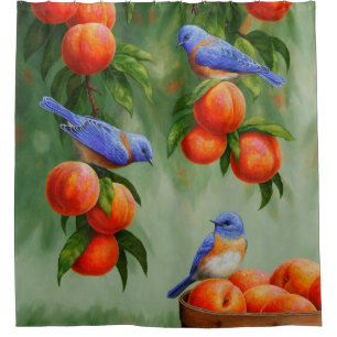 Bluebirds und Pfirsiche Blue Duschvorhang