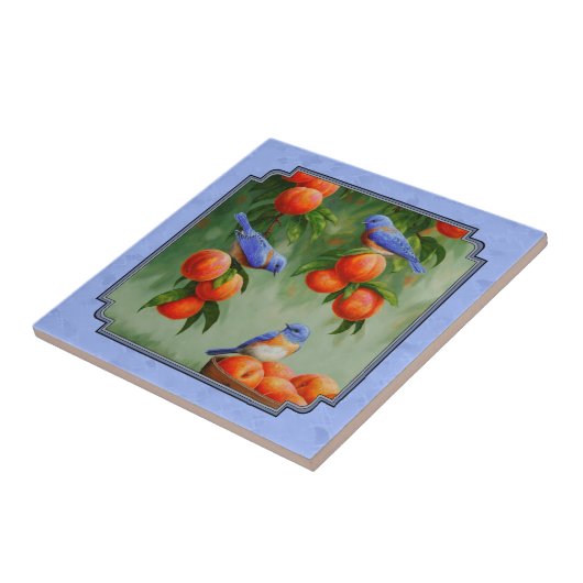 Bluebirds und Pfirsiche Blue Fliese (Seite)