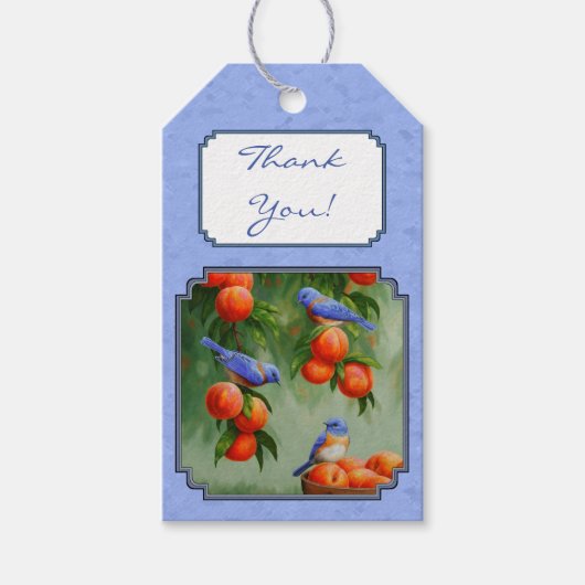 Bluebirds und Pfirsiche Blue Geschenkanhänger (Vorderseite)