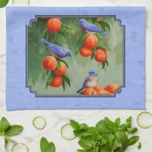Bluebirds und Pfirsiche Blue Handtuch