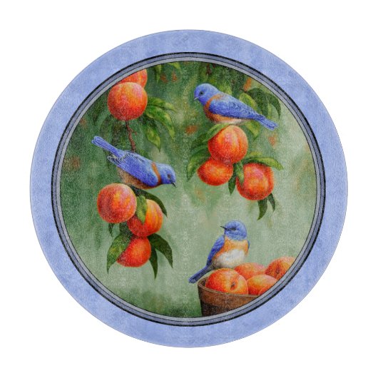 Bluebirds und Pfirsiche Blue Schneidebrett (Vorderseite)