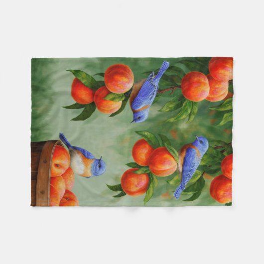 Bluebirds und Pfirsiche Fleecedecke (Vorderseite (Horizontal))