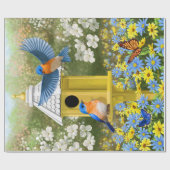 Bluebirds und RundBirdhouse Geschenkpapier (Flach)