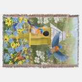 Bluebirds und Tallgelbe Birnenblume Decke (Vorderseite)