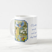 Bluebirds und Tallgelbe Birnenblume Kaffeetasse (Vorderseite Links)