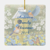 Bluebirds und Tallgelbe Birnenblume Keramikornament (Rückseite)