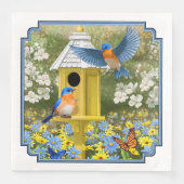 Bluebirds und Tallgelbe Birnenblume Serviette (Vorderseite)