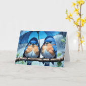 Bluebirds unter einem Dach-Jubiläum Karte (Gelbe Blume)