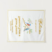 Bluebirds Wedding Backdrop Wandteppich (Vorderseite (Horizontal))