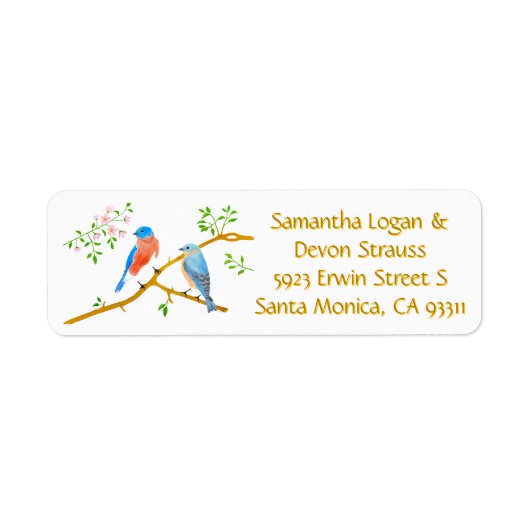 Bluebirds Wedding Return Address Labels (Vorne)