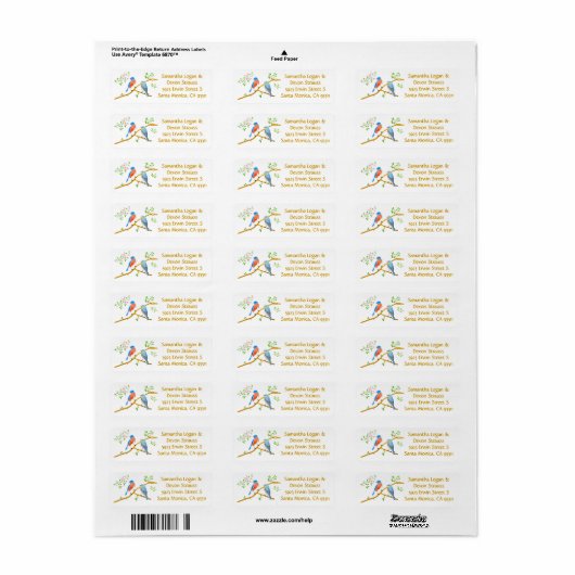 Bluebirds Wedding Return Address Labels (Vorne)