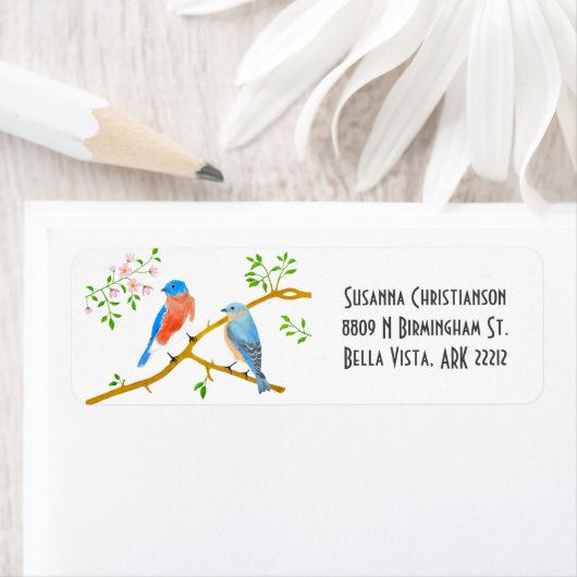 Bluebirds - White Return Address Label (Insitu)