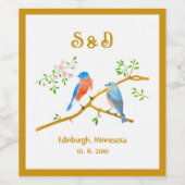 Bluebirds White Wedding Wine Labels Weinetikett (Einzelnes Label)