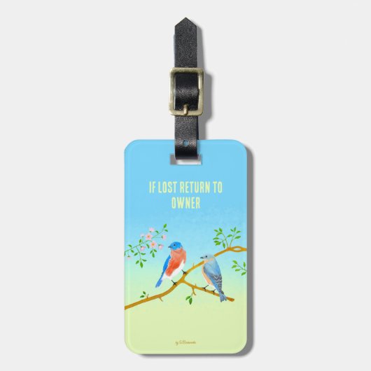 Bluebirds zweiseitig gepäckanhänger (Vorderseite vertikal)