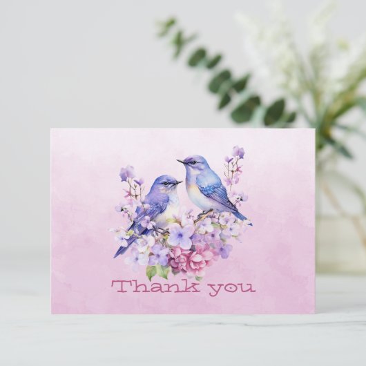 Bluebirts auf Blume rosa (Stehend Vorderseite)