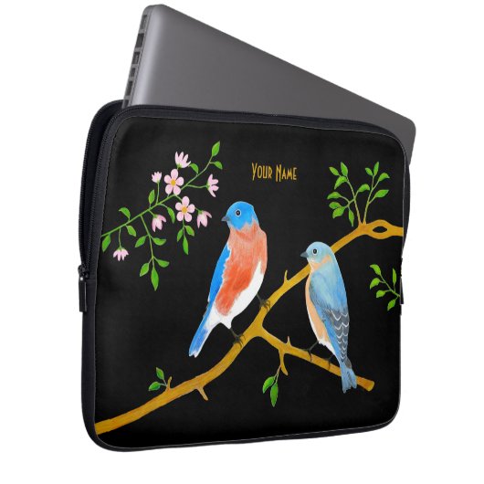 Bluebirts Black Laptop Sleeve (Vorne Rechts)