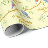 Bluebirts Gelbes Wrapping Paper Geschenkpapier (Rolleneckpunkt)