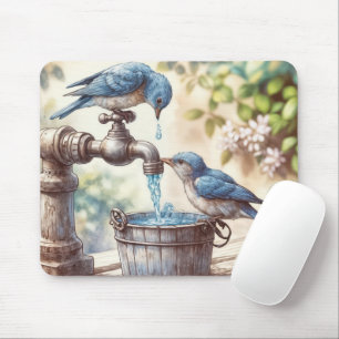 Bluebirts mit einem alten Gewänder und einem Eimer Mousepad