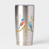 Bluebirts, Mit Monogramm, Edelstahl Thermobecher (Vorderseite)