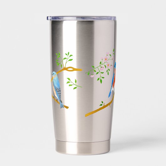 Bluebirts, Mit Monogramm, Edelstahl Thermobecher (Rechts)