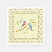 Bluebirts mit Text-Gelb-Papier Napkins Serviette (Vorderseite)