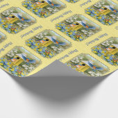 Bluebirts und Birnengelb Geschenkpapier (Ecke)