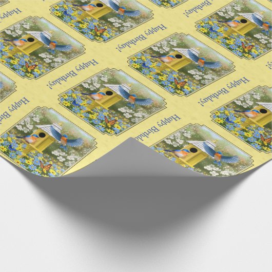 Bluebirts und Birnengelb Geschenkpapier (Ecke)