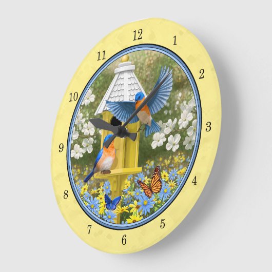 Bluebirts und Birnengelb Große Wanduhr (Winkel)