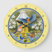 Bluebirts und Birnengelb Große Wanduhr (Vorderseite)