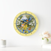 Bluebirts und Birnengelb Große Wanduhr (Zuhause)