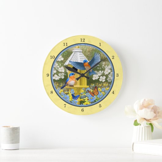 Bluebirts und Birnengelb Große Wanduhr (Zuhause)