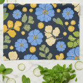 Bluebirts und Blume Geschirrtuch (Gefaltet)