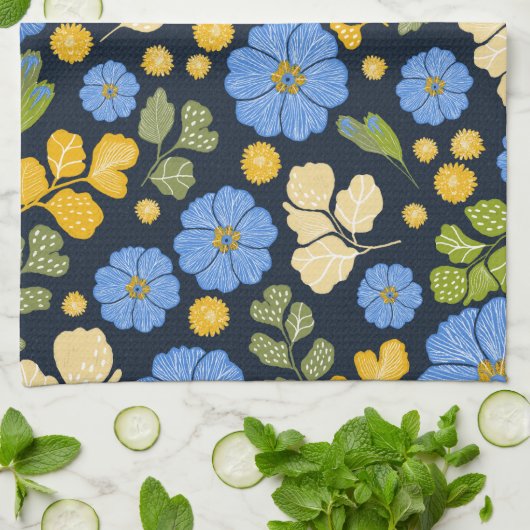 Bluebirts und Blume Geschirrtuch (Gefaltet)