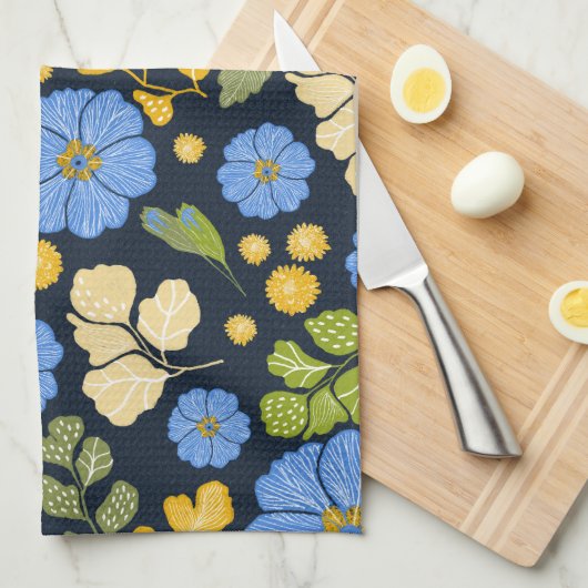 Bluebirts und Blume Geschirrtuch (Viertel Falte)