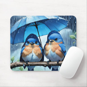 Bluebirts unter einem Schirm Mousepad