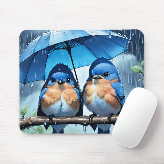 Bluebirts unter einem Schirm Mousepad (Mit Mouse)