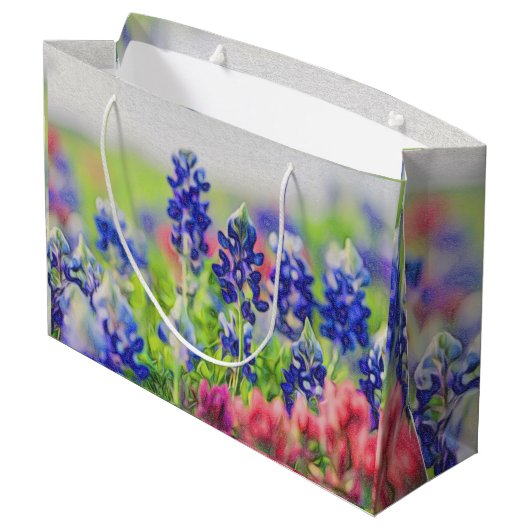 Bluebonnet auf einer Geschenk-Tasche Große Geschenktüte (Rückseite Schrägansicht)
