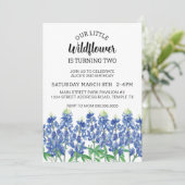 Bluebonnet Birthday Texas Blume herunterladen Einladung (Stehend Vorderseite)