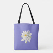 Bluebonnet Bluish Lila mit weißer Wasserlilie Tasche (Rückseite)
